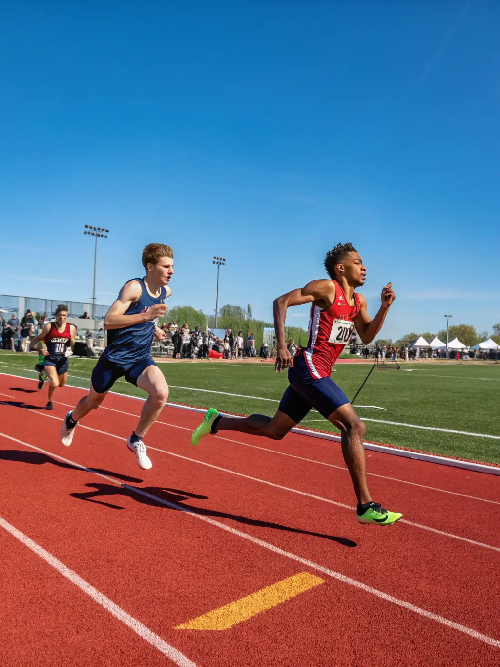A group of students running track and field, emphasizing fitness and personal achievement.