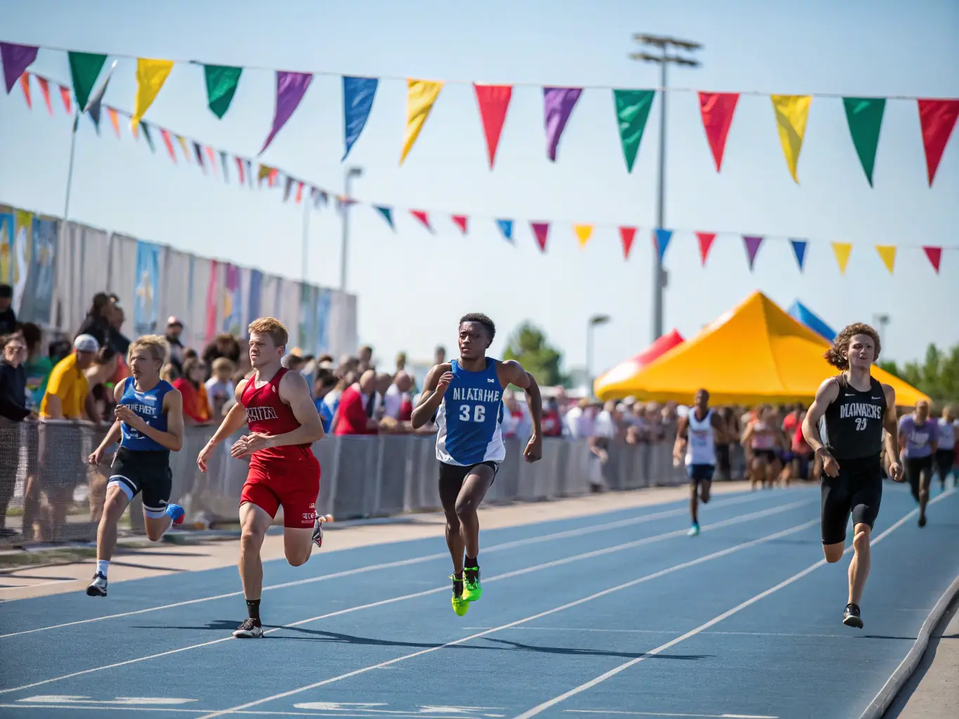 An image of students participating in a track and field event, highlighting speed, agility, and determination.